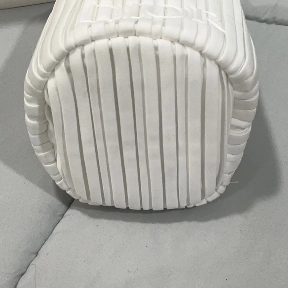 Dior White Cosmetic Case with Elegant Pleats